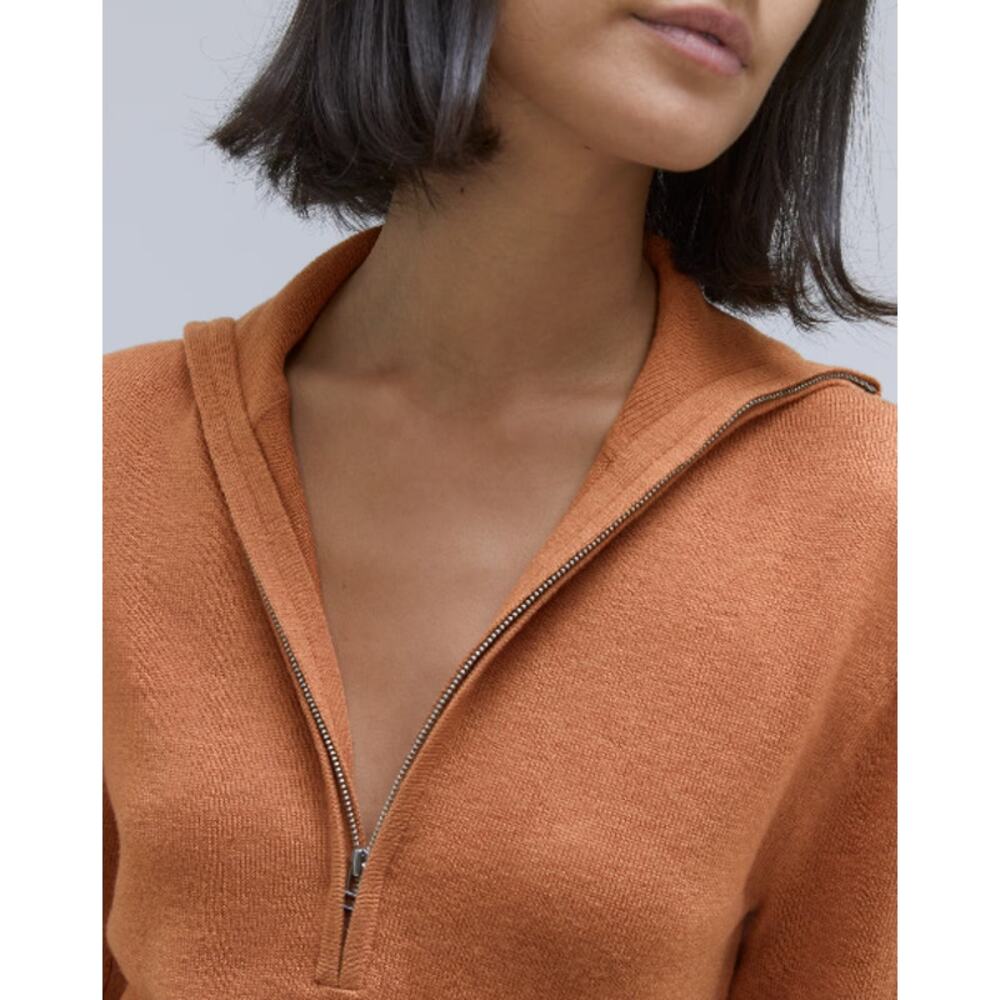 NEW Everlane The Luxe Merino Half Zip Sweater Wool Yak Hair Tawny XS - Picture 7 of 8